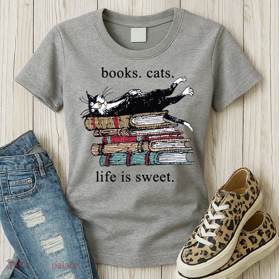 Out Of Print Unisex Literary Books Cats Life Is Sweet Sweatshirt Womens T-Shirt