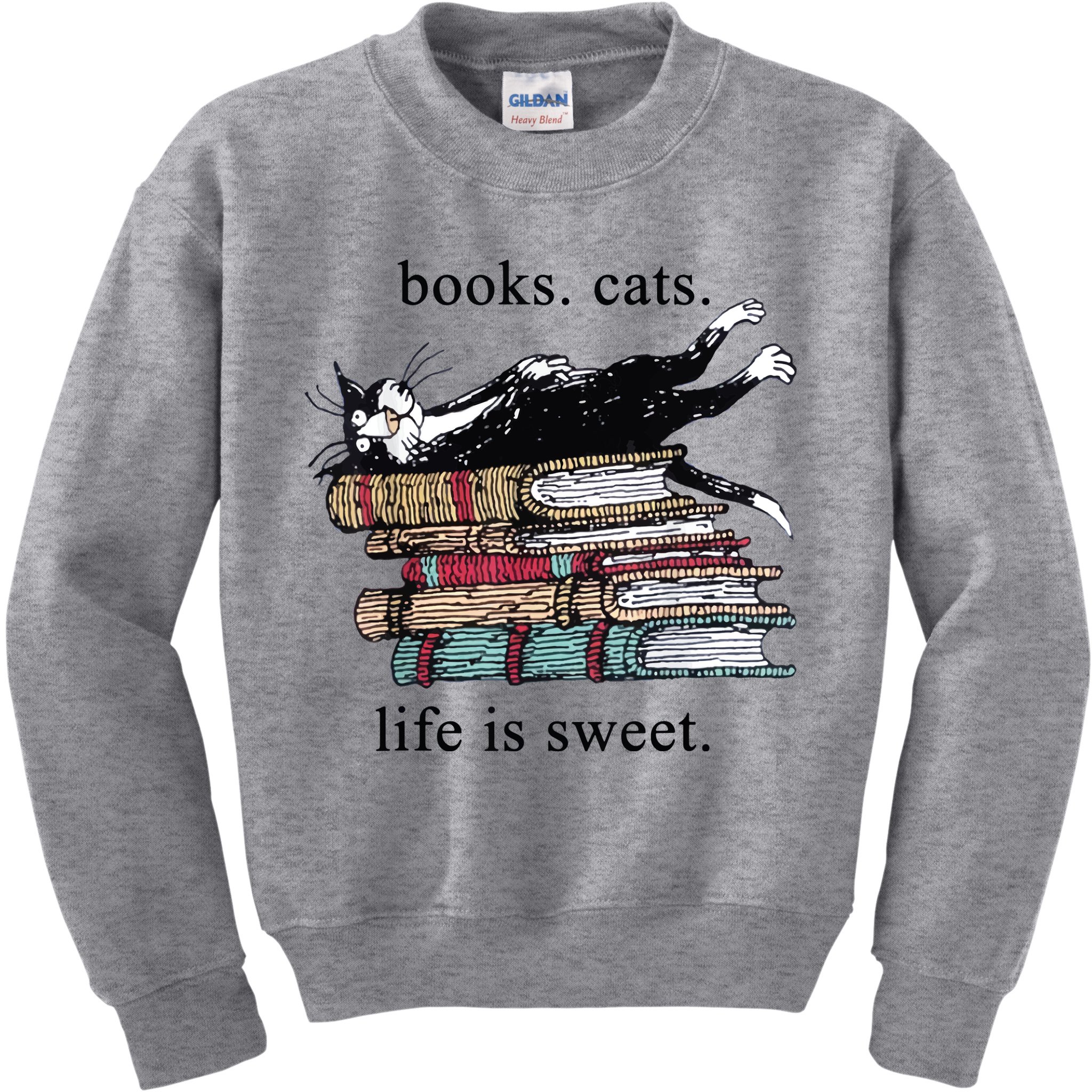 Out Of Print Unisex Literary Books Cats Life Is Sweet Sweatshirt Kids Sweatshirt