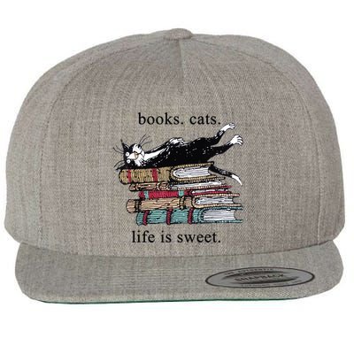 Out Of Print Unisex Literary Books Cats Life Is Sweet Sweatshirt Wool Snapback Cap