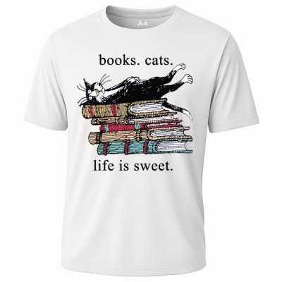 Out Of Print Unisex Literary Books Cats Life Is Sweet Sweatshirt Performance Shirt