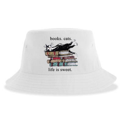 Out Of Print Unisex Literary Books Cats Life Is Sweet Sweatshirt Sustainable Bucket Hat