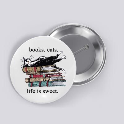 Out Of Print Unisex Literary Books Cats Life Is Sweet Sweatshirt Button