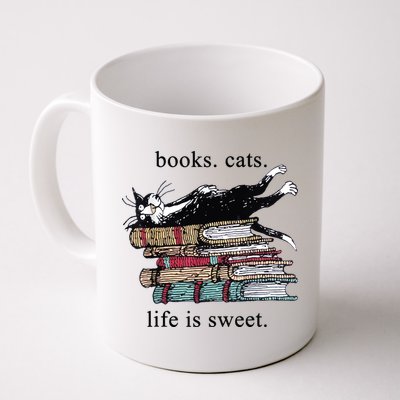Out Of Print Unisex Literary Books Cats Life Is Sweet Sweatshirt Mug