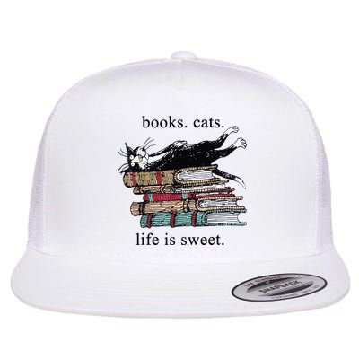 Out Of Print Unisex Literary Books Cats Life Is Sweet Sweatshirt Flatbill Hat