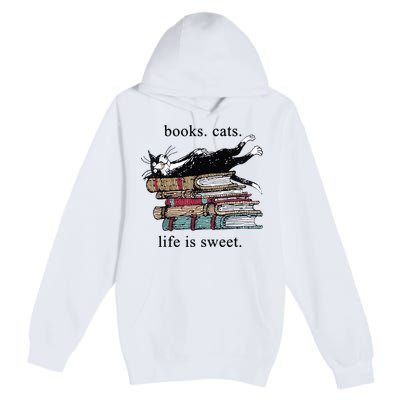 Out Of Print Unisex Literary Books Cats Life Is Sweet Sweatshirt Premium Pullover Hoodie