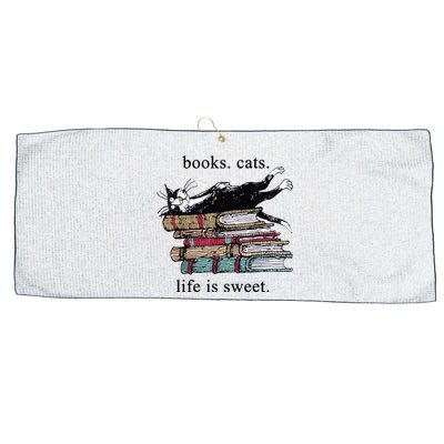 Out Of Print Unisex Literary Books Cats Life Is Sweet Sweatshirt Large Microfiber Waffle Golf Towel