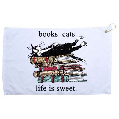 Out Of Print Unisex Literary Books Cats Life Is Sweet Sweatshirt Grommeted Golf Towel