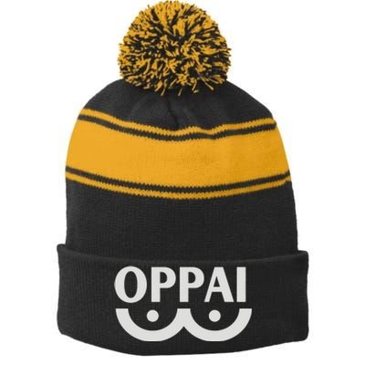 Oppai Stripe Pom Pom Beanie