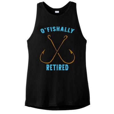 Outstanding Ofishally Retired Funny Fisherman Fishing Gift Ladies PosiCharge Tri-Blend Wicking Tank