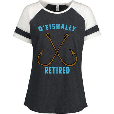 Outstanding Ofishally Retired Funny Fisherman Fishing Gift Enza Ladies Jersey Colorblock Tee