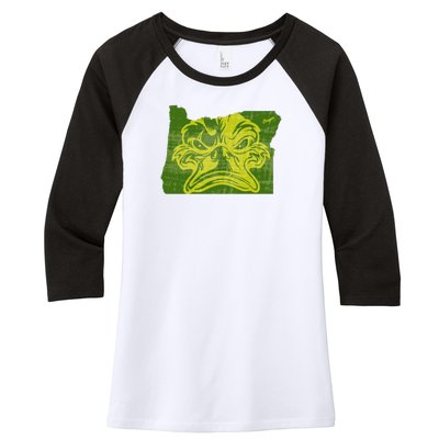 Oregon Women's Tri-Blend 3/4-Sleeve Raglan Shirt