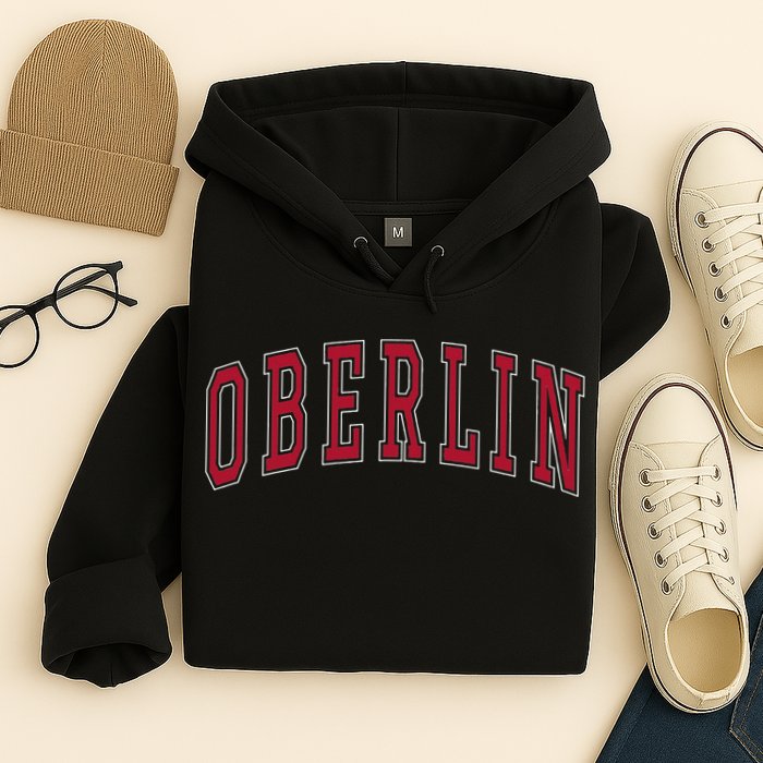 Oberlin Ohio Souvenir College Style Red Text Hoodie
