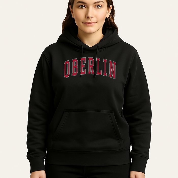 Oberlin Ohio Souvenir College Style Red Text Hoodie