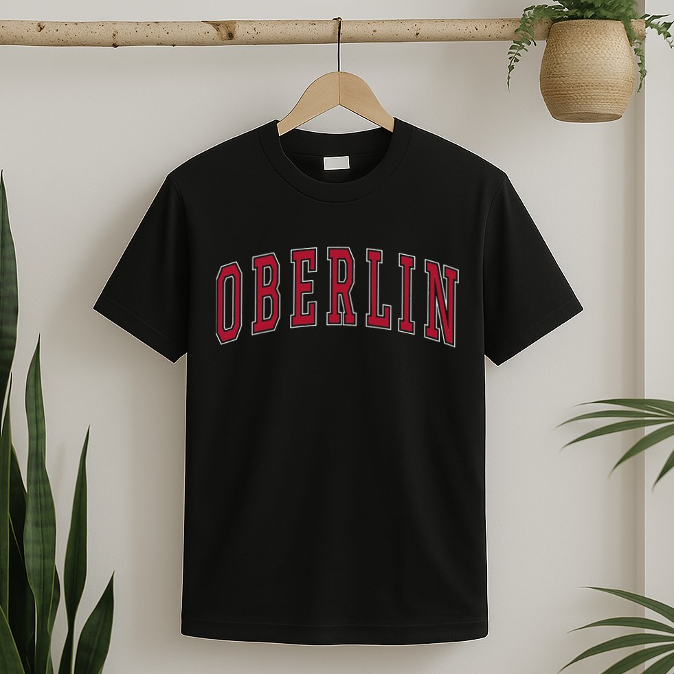 Oberlin Ohio Souvenir College Style Red Text T-Shirt