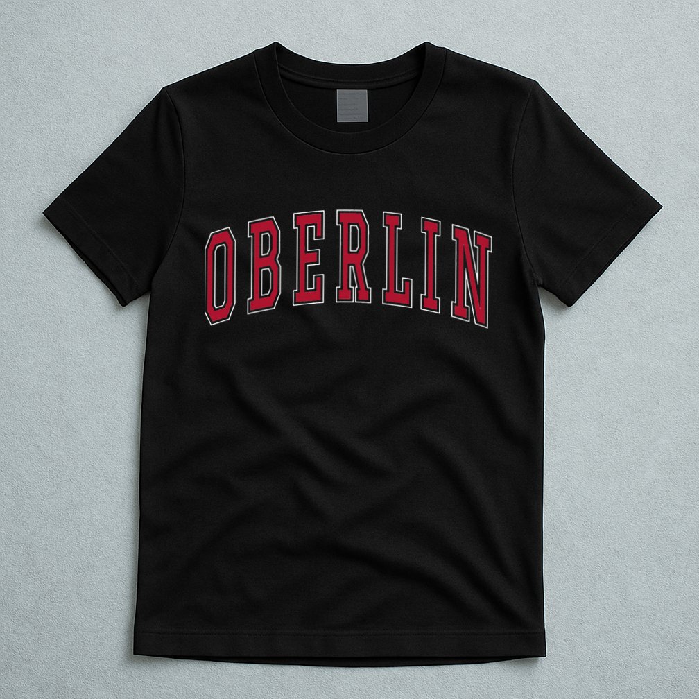 Oberlin Ohio Souvenir College Style Red Text T-Shirt