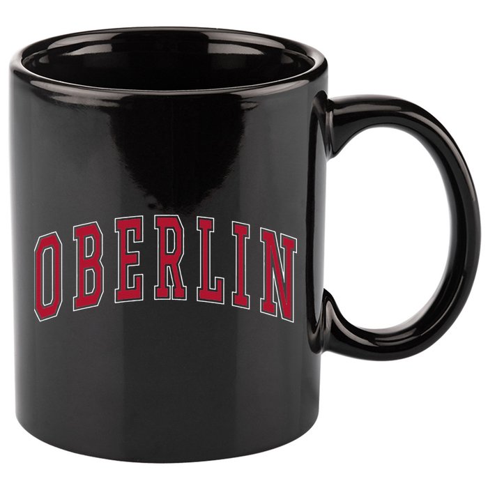 Oberlin Ohio Souvenir College Style Red Text 11oz C Handle Ceramic Mug