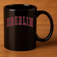 Oberlin Ohio Souvenir College Style Red Text 11oz C Handle Ceramic Mug