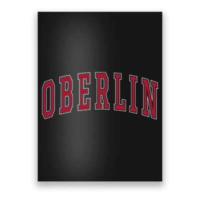 Oberlin Ohio Souvenir College Style Red Text Poster