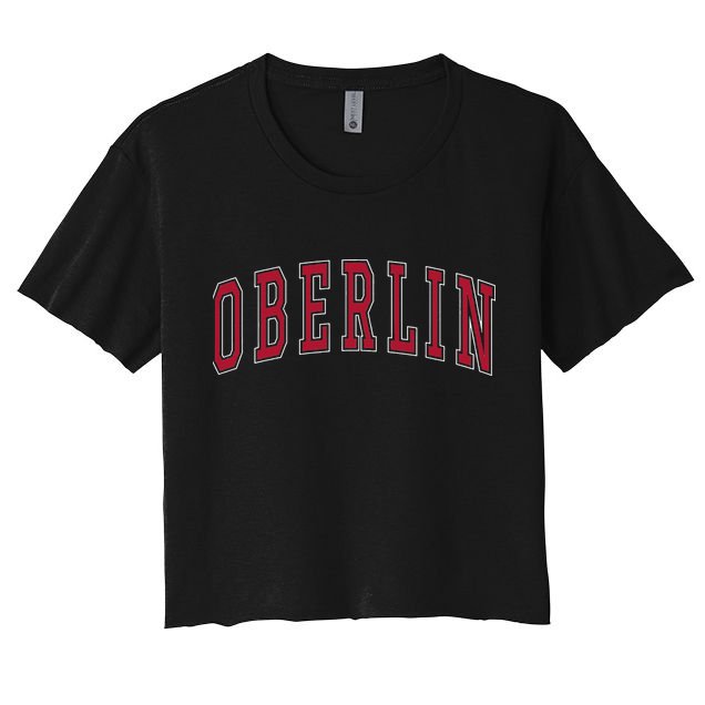 Oberlin Ohio Souvenir College Style Red Text Crop Top