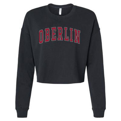 Oberlin Ohio Souvenir College Style Red Text Cropped Pullover Crew
