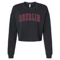 Oberlin Ohio Souvenir College Style Red Text Cropped Pullover Crew