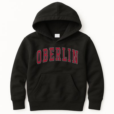 Oberlin Ohio Souvenir College Style Red Text Kids Hoodie