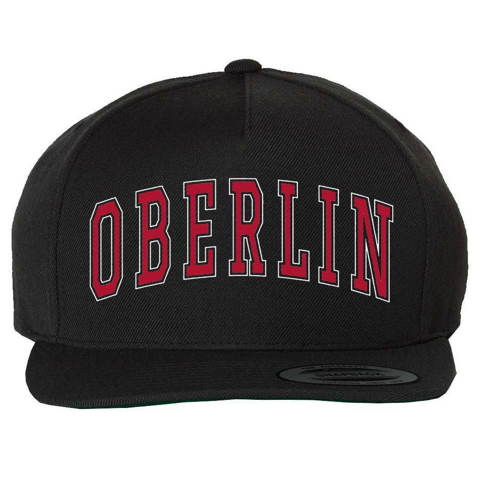 Oberlin Ohio Souvenir College Style Red Text Wool Snapback Cap