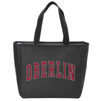 Oberlin Ohio Souvenir College Style Red Text Zip Tote Bag