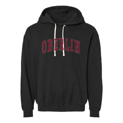 Oberlin Ohio Souvenir College Style Red Text Garment-Dyed Fleece Hoodie