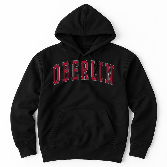 Oberlin Ohio Souvenir College Style Red Text Hoodie