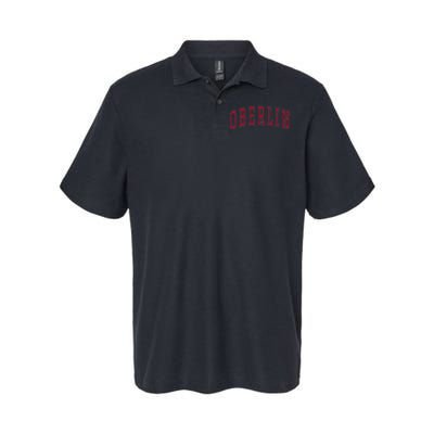 Oberlin Ohio Souvenir College Style Red Text Softstyle Adult Sport Polo