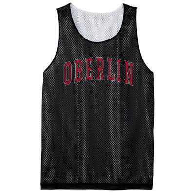 Oberlin Ohio Souvenir College Style Red Text Mesh Reversible Basketball Jersey Tank