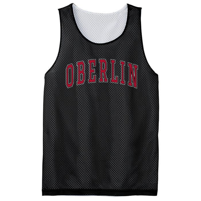 Oberlin Ohio Souvenir College Style Red Text Mesh Reversible Basketball Jersey Tank