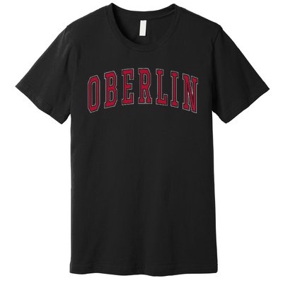 Oberlin Ohio Souvenir College Style Red Text Premium T-Shirt