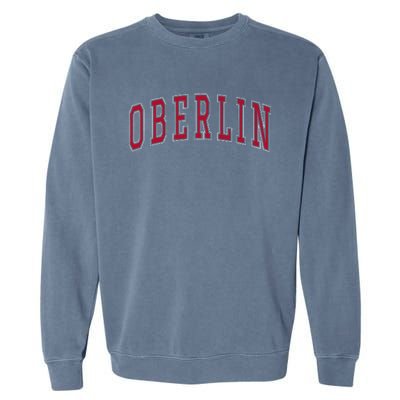 Oberlin Ohio Souvenir College Style Red Text Garment-Dyed Sweatshirt