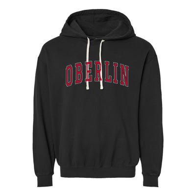 Oberlin Ohio Souvenir College Style Red Text Garment-Dyed Fleece Hoodie