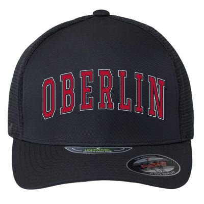 Oberlin Ohio Souvenir College Style Red Text Flexfit Unipanel Trucker Cap