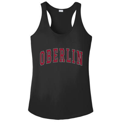 Oberlin Ohio Souvenir College Style Red Text Ladies PosiCharge Competitor Racerback Tank
