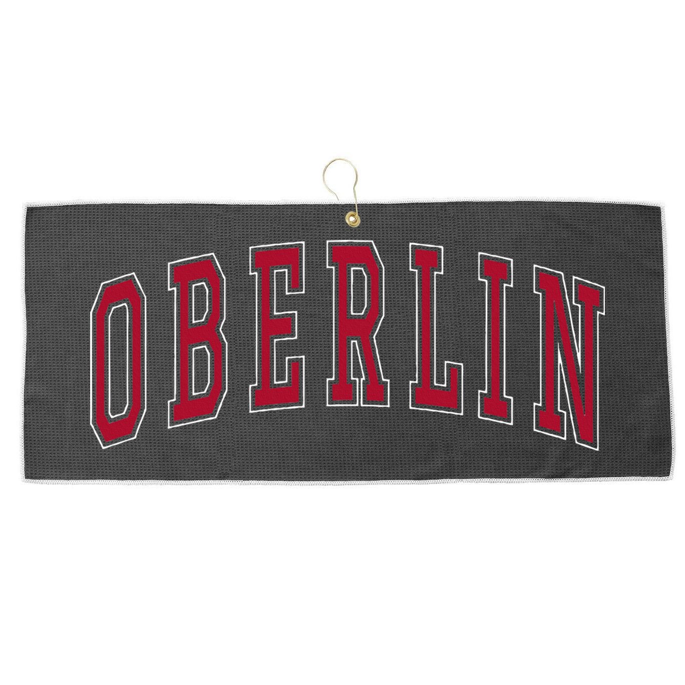 Oberlin Ohio Souvenir College Style Red Text Large Microfiber Waffle Golf Towel