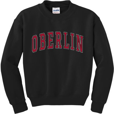 Oberlin Ohio Souvenir College Style Red Text Kids Sweatshirt