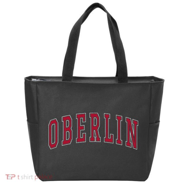 Oberlin Ohio Souvenir College Style Red Text Zip Tote Bag