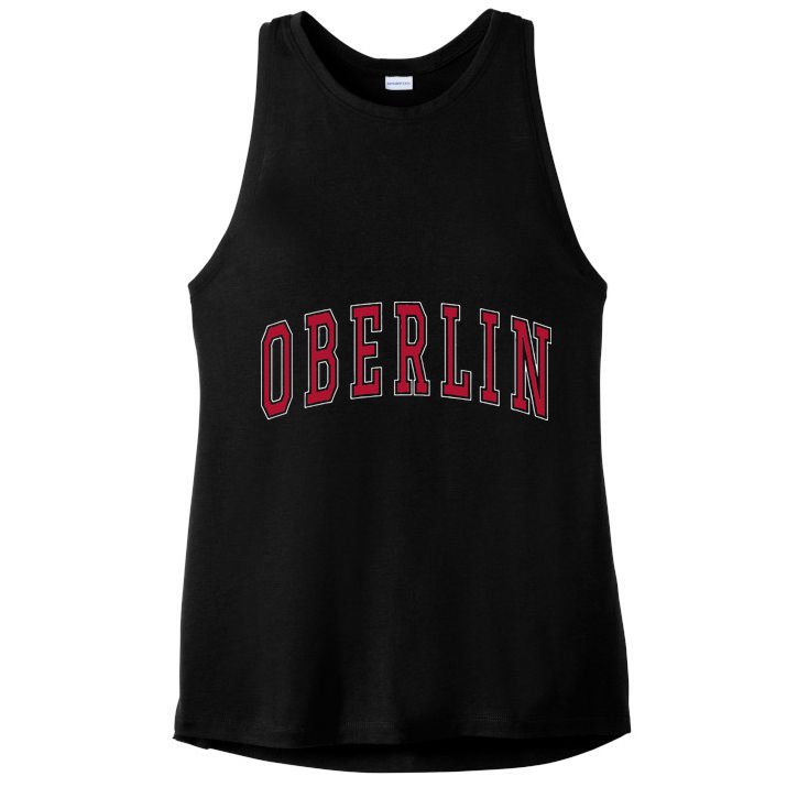 Oberlin Ohio Souvenir College Style Red Text Ladies PosiCharge Tri-Blend Wicking Tank