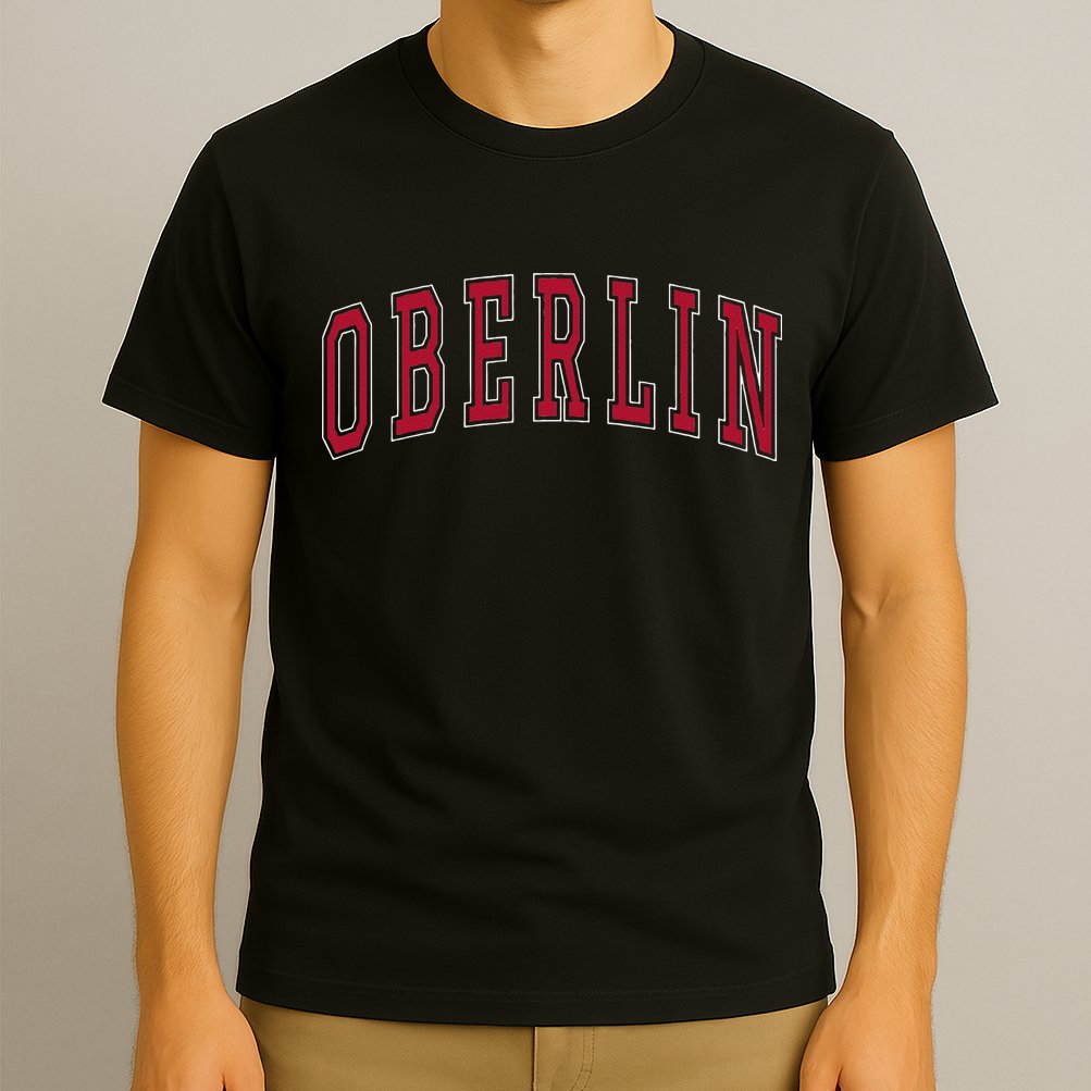 Oberlin Ohio Souvenir College Style Red Text T-Shirt