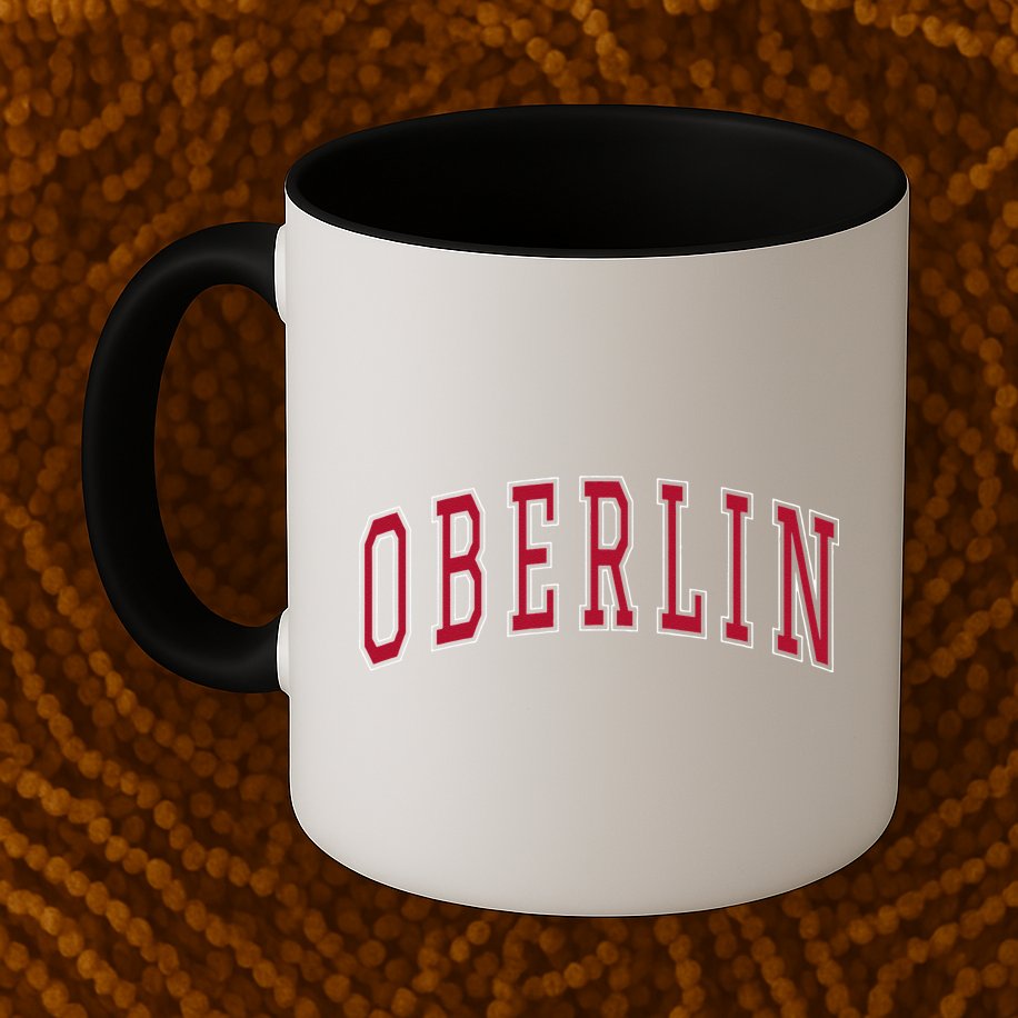 Oberlin Ohio Souvenir College Style Red Text Mug