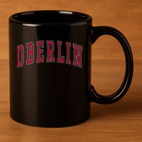 Oberlin Ohio Souvenir College Style Red Text 11oz C Handle Ceramic Mug