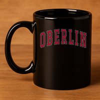 Oberlin Ohio Souvenir College Style Red Text 11oz C Handle Ceramic Mug