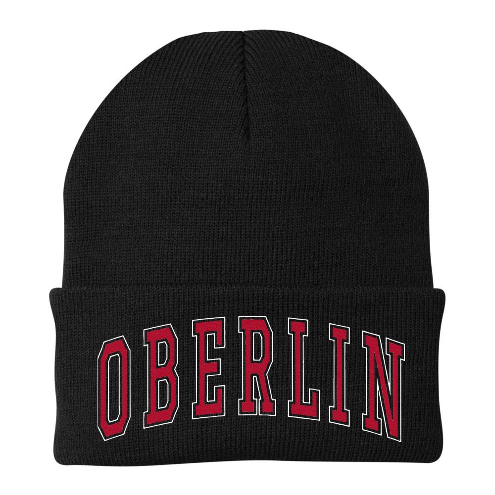 Oberlin Ohio Souvenir College Style Red Text Beanie