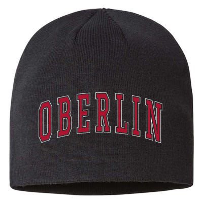 Oberlin Ohio Souvenir College Style Red Text Sustainable Beanie