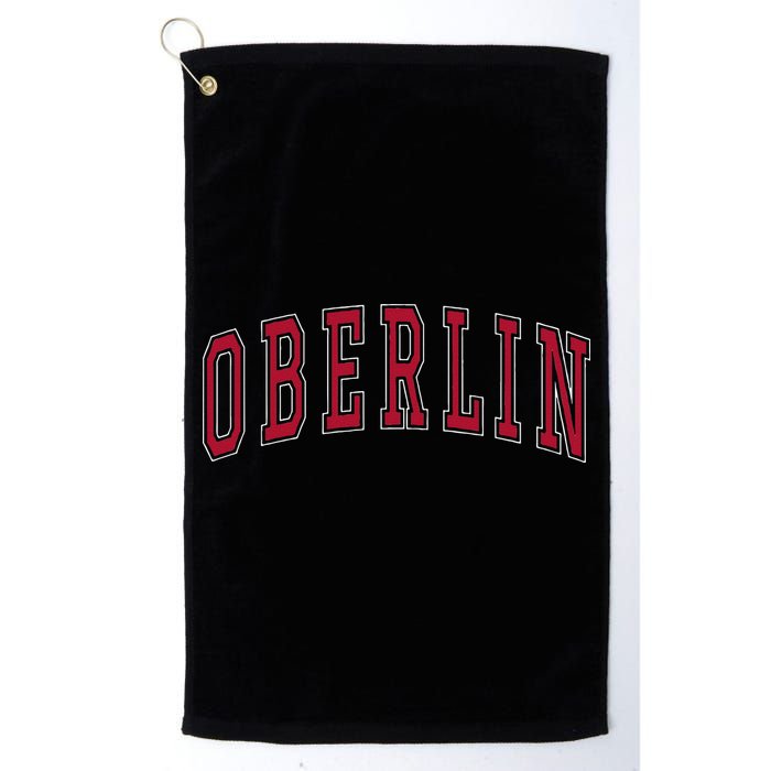 Oberlin Ohio Souvenir College Style Red Text Golf Towel