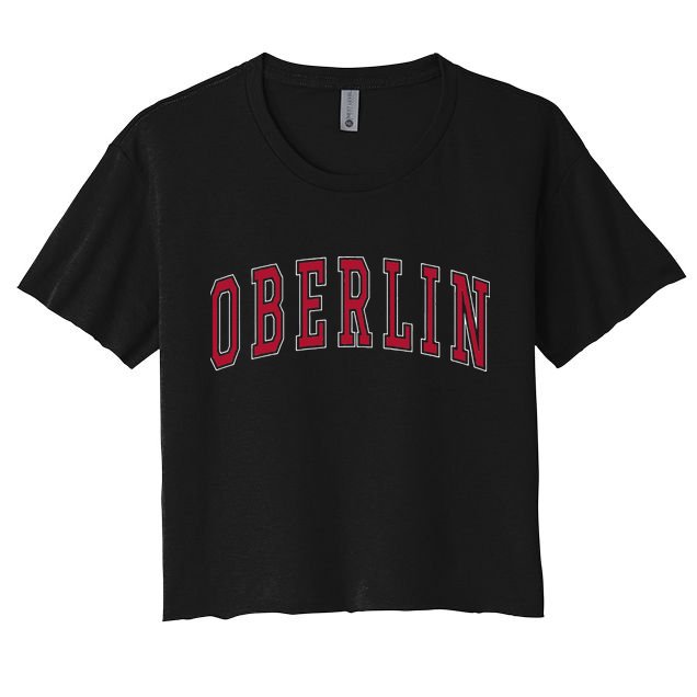 Oberlin Ohio Souvenir College Style Red Text Crop Top